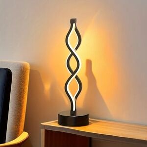 Modern Black LED Spiral Table Lamp